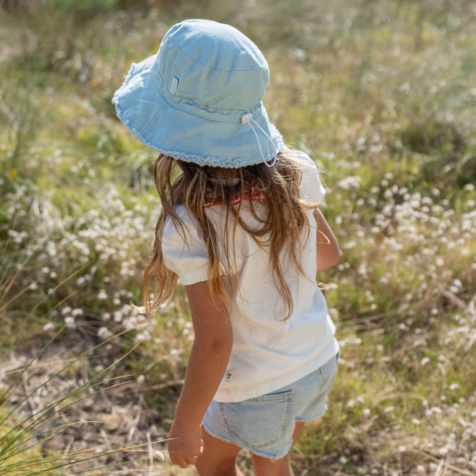 Seafoam Frayed Bucket Hat