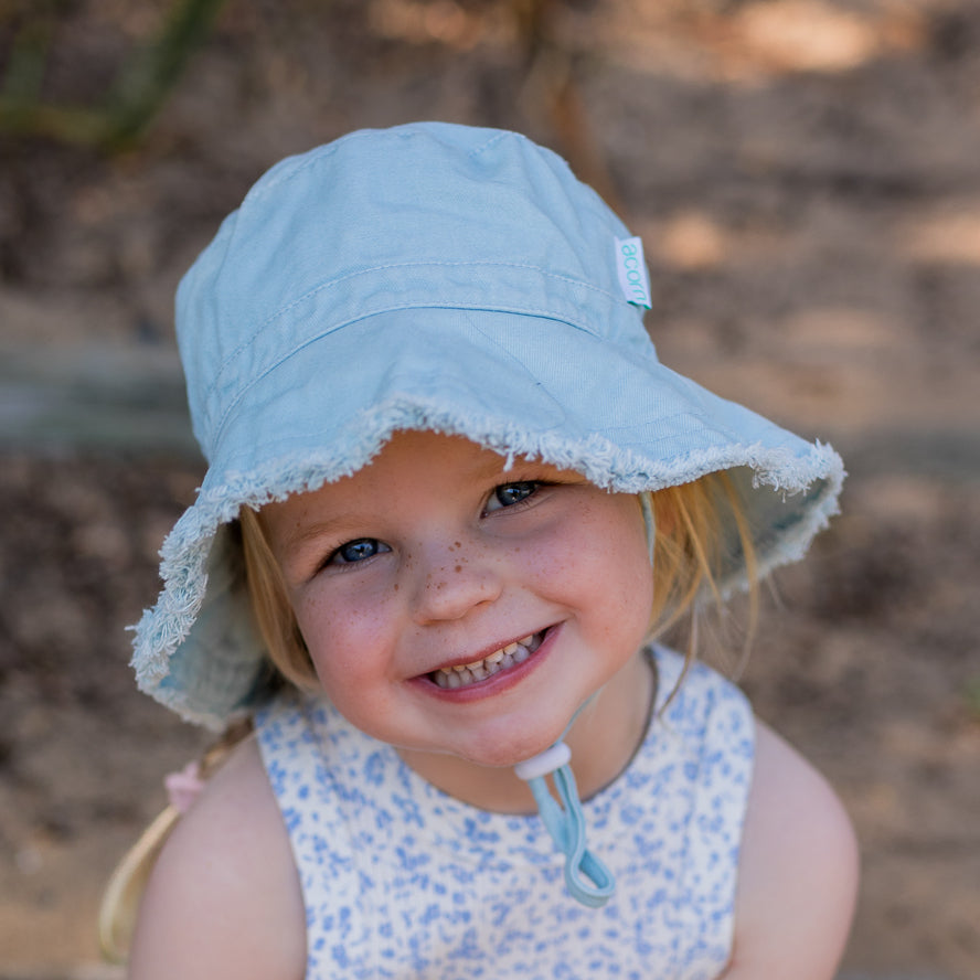 Seafoam Frayed Bucket Hat