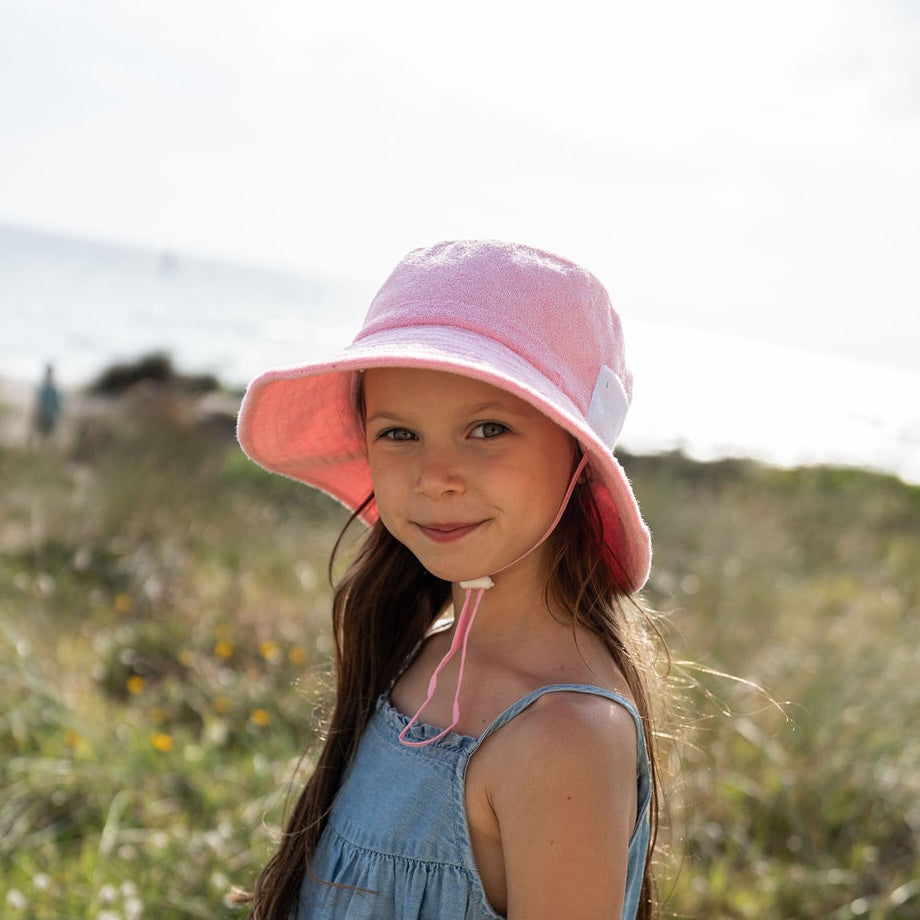 Terry Towelling Bucket Hat, Light Pink