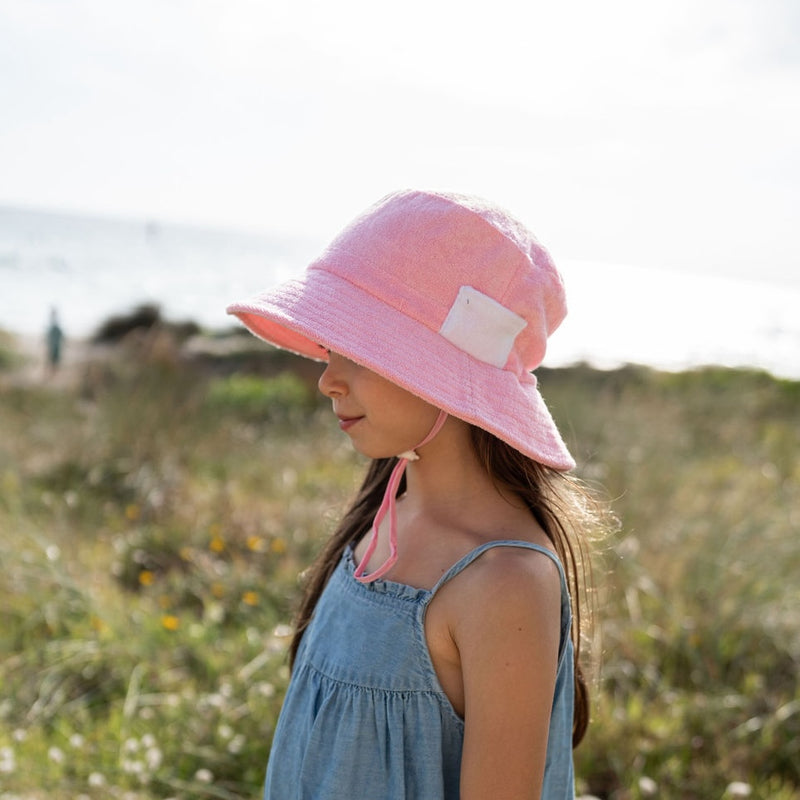 Terry Towelling Bucket Hat, Light Pink