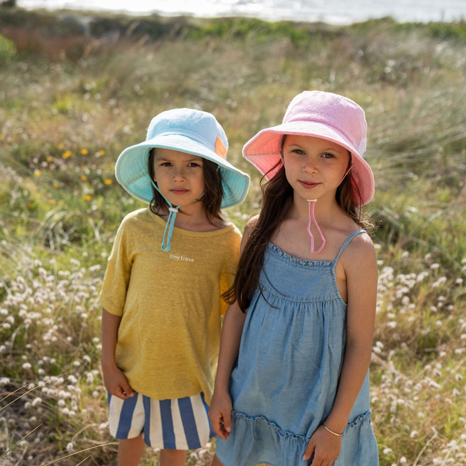 Terry Towelling Bucket Hat, Light Pink