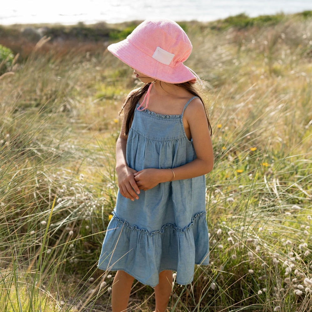 Terry Towelling Bucket Hat, Light Pink