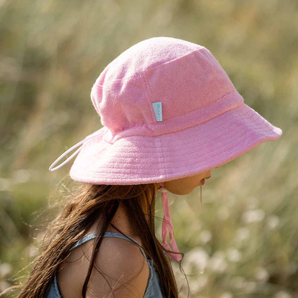 Terry Towelling Bucket Hat, Light Pink