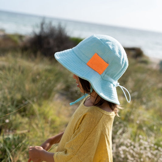 Terry Towelling Bucket Hat, Light Blue