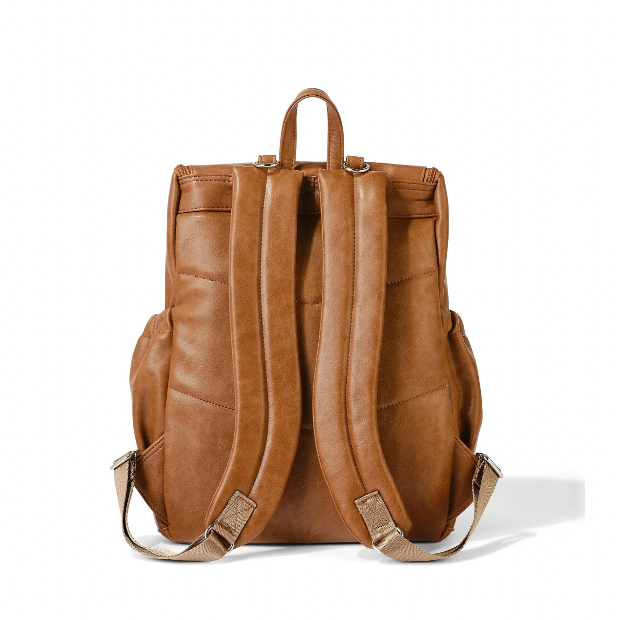 Faux Leather Nappy Backpack- Tan