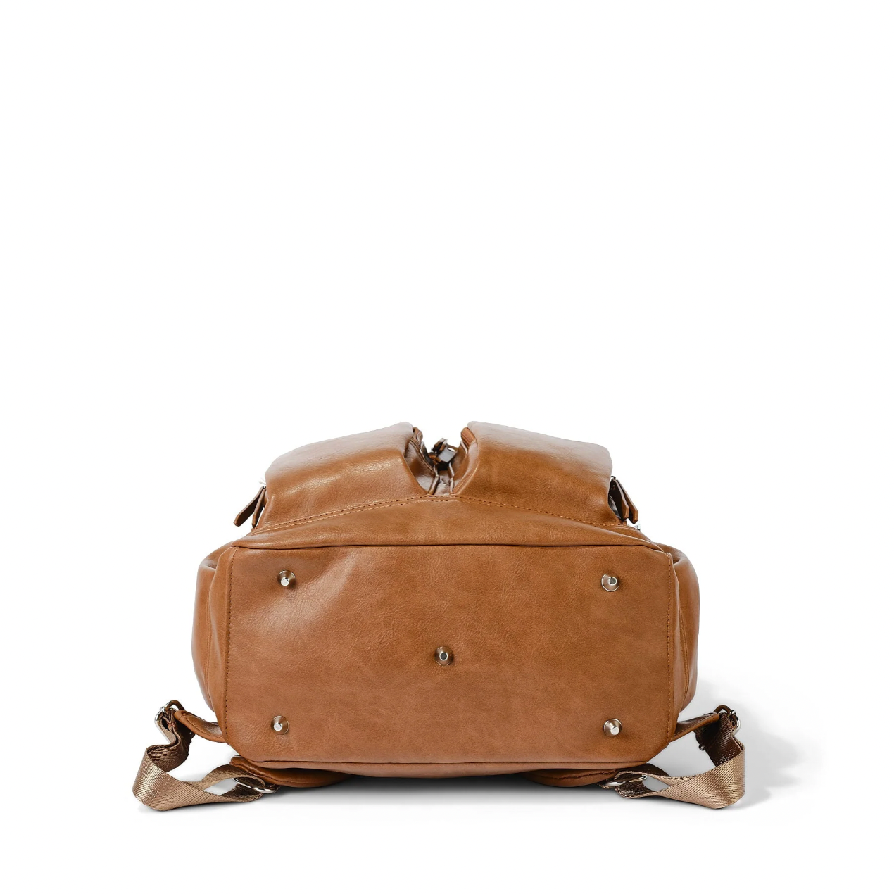 Faux Leather Nappy Backpack- Tan