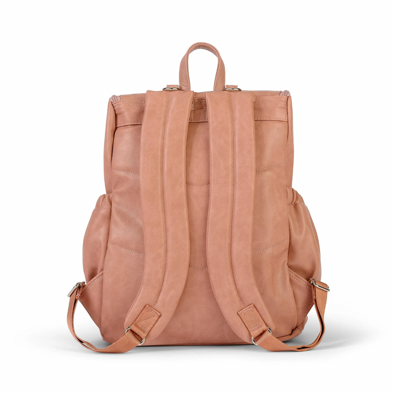 Faux Leather Nappy Backpack- Dusty Rose