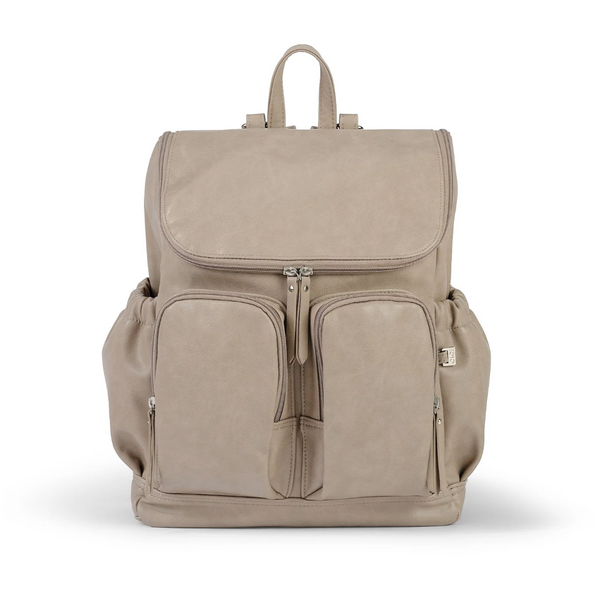 Faux Leather Nappy Backpack- Taupe