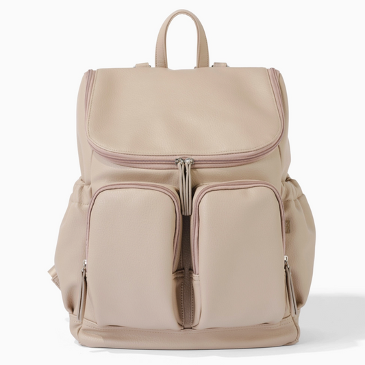 Vegan Leather Nappy Backpack, Oat