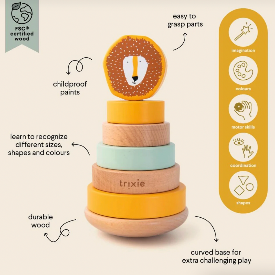 Wooden Stacking Toy, Mr Lion
