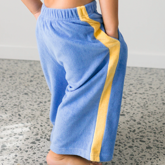 Ciao Tutti Terry Pants, Pool Blue + Golden Cream