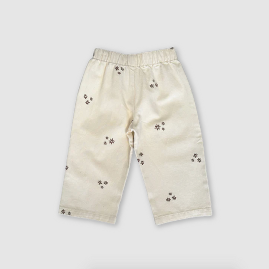 Organic Denim Wild Flower Embroidery Pant