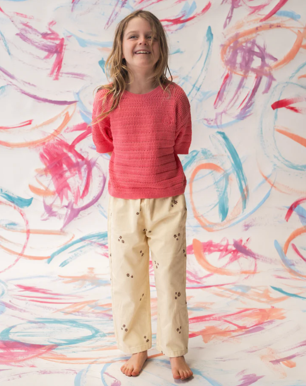 Organic Denim Wild Flower Embroidery Pant