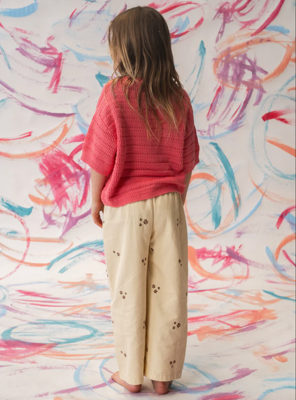 Organic Denim Wild Flower Embroidery Pant