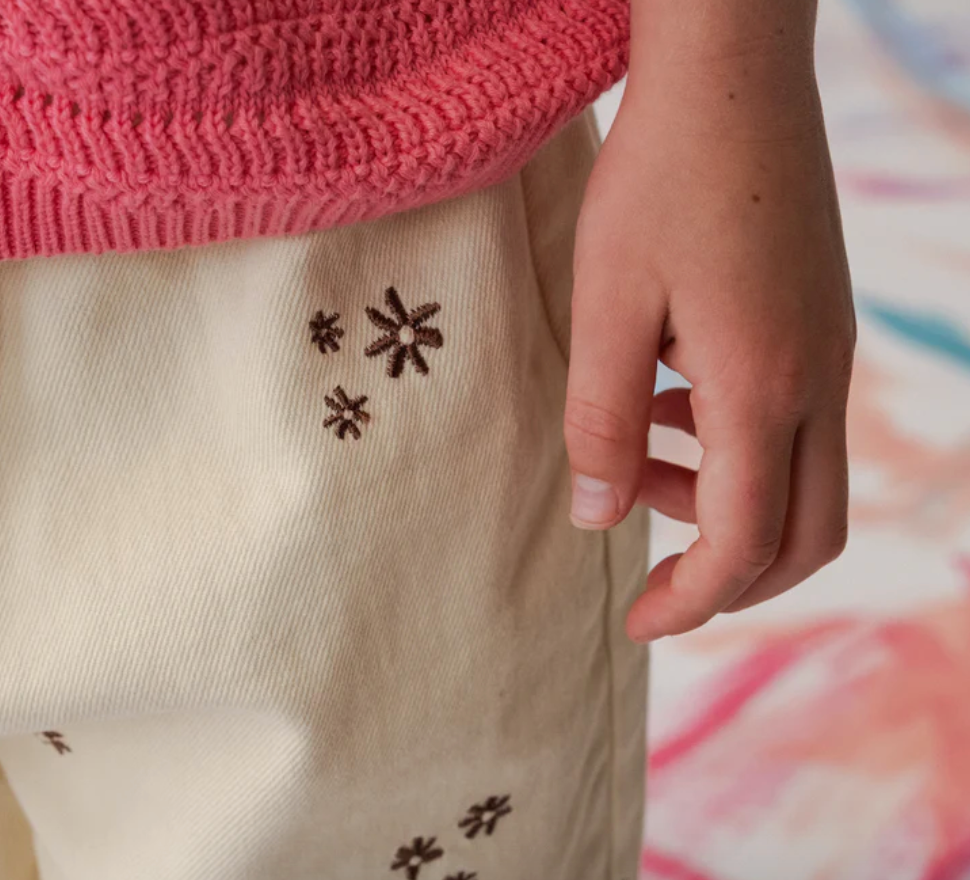 Organic Denim Wild Flower Embroidery Pant