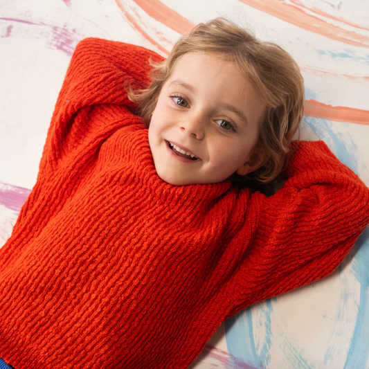 Organic Texture Boucle Knit Pull Over, Sauce