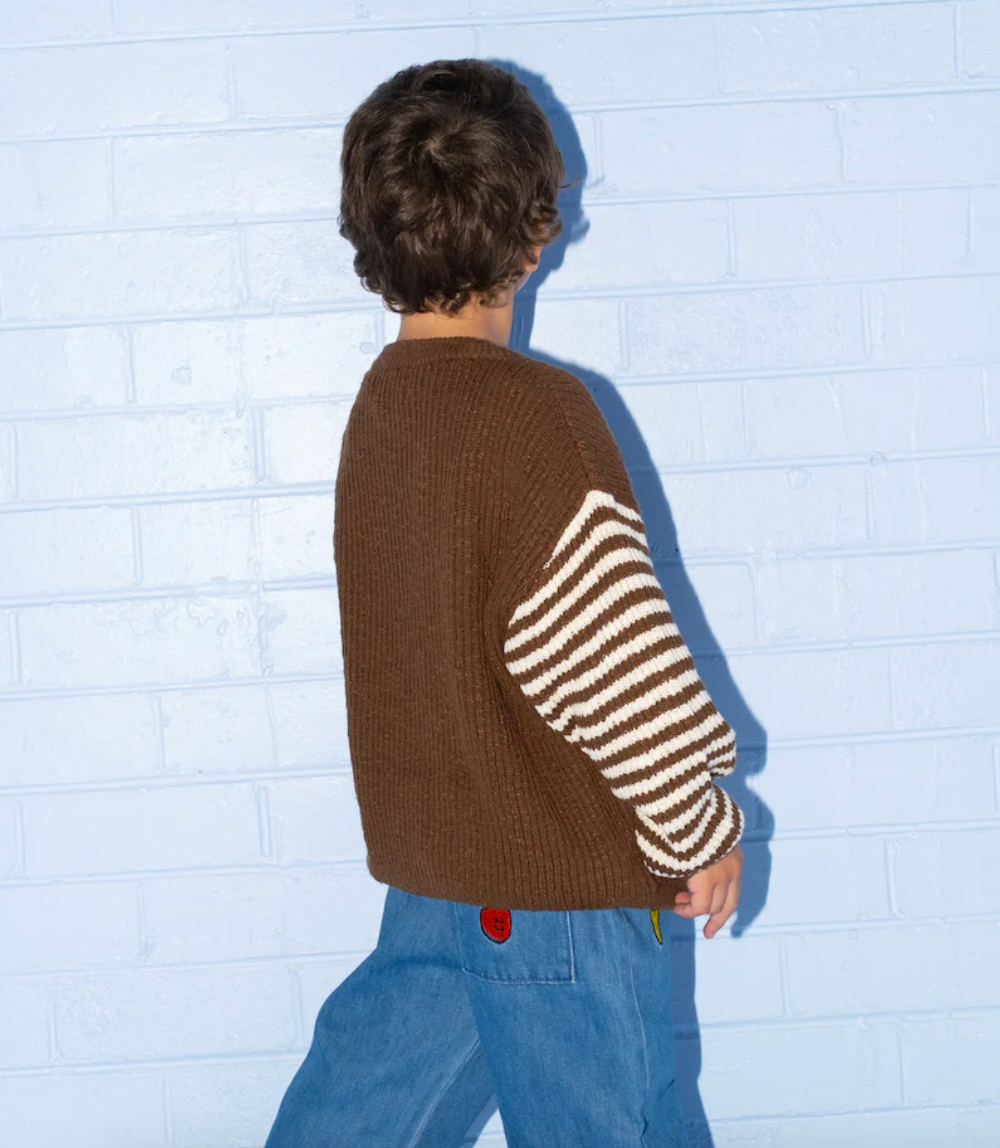 Organic Stripe Sleeve Knit Pull Over