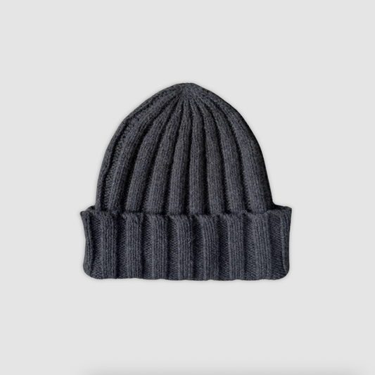 Merino Blend Knit Beanie, Charcoal