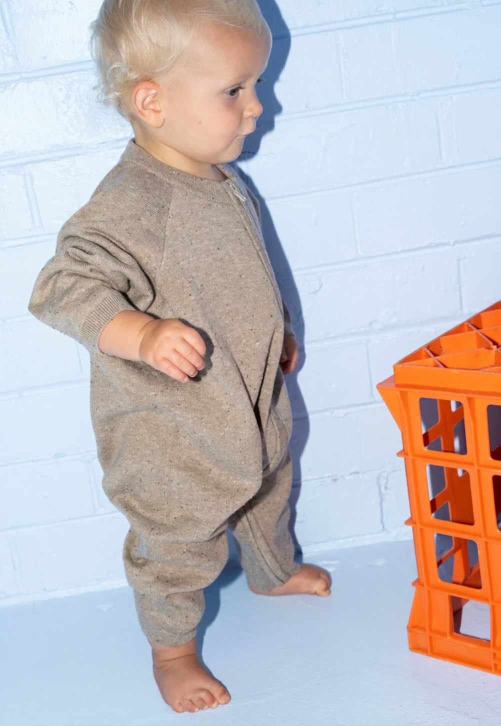 Organic Speckle Knit Zipper Starsuit