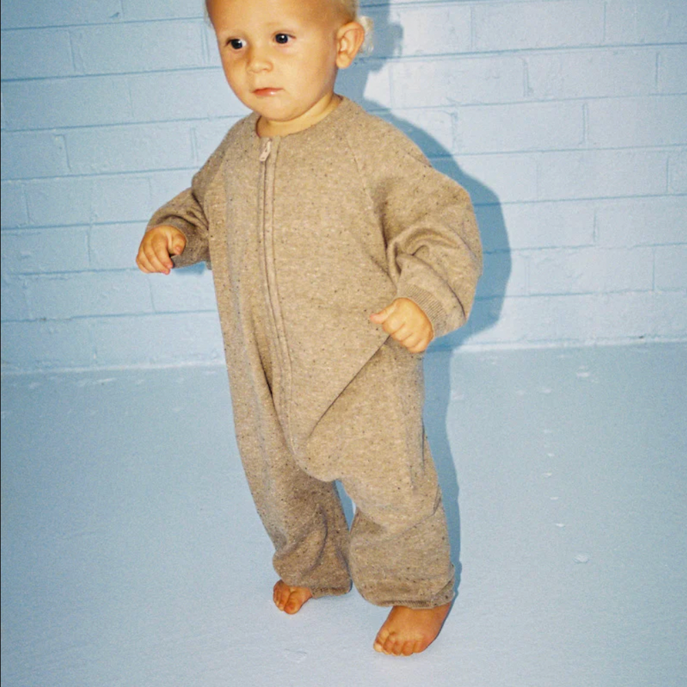 Organic Speckle Knit Zipper Starsuit