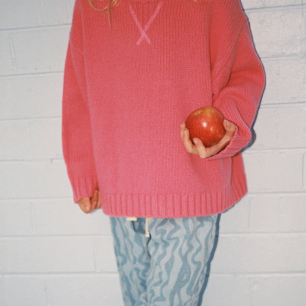 Merino Blend Knit Pull Over, Raspberry
