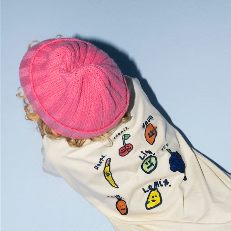 Merino Blend Knit Beanie, Raspberry