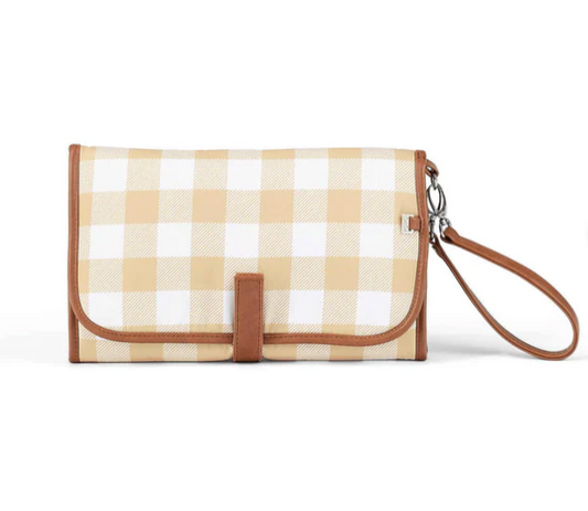 Nappy Change Mat Clutch, Beige Gingham