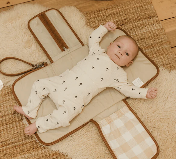 Nappy Change Mat Clutch, Beige Gingham