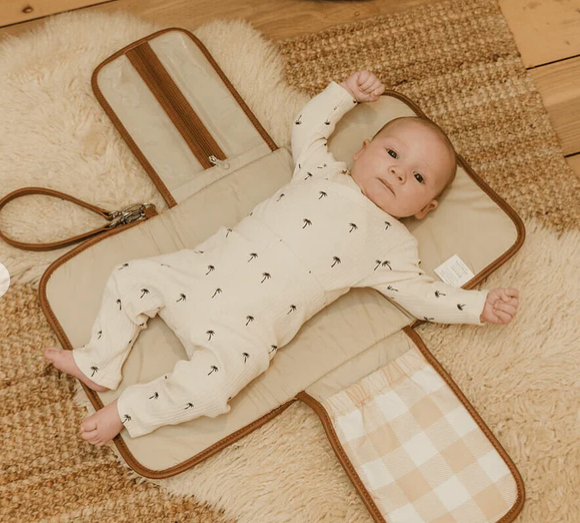 Nappy Change Clutch, Beige Gingham