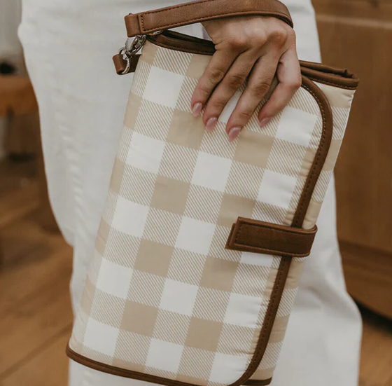 Nappy Change Clutch, Beige Gingham