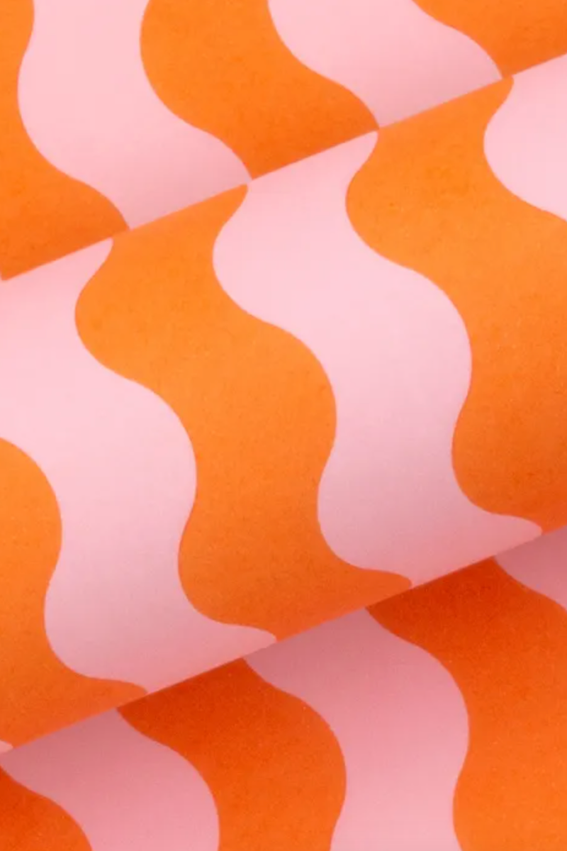 Orange Wave Wrapping Paper