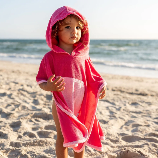 Terry Towelling Hooded Towel, Pink