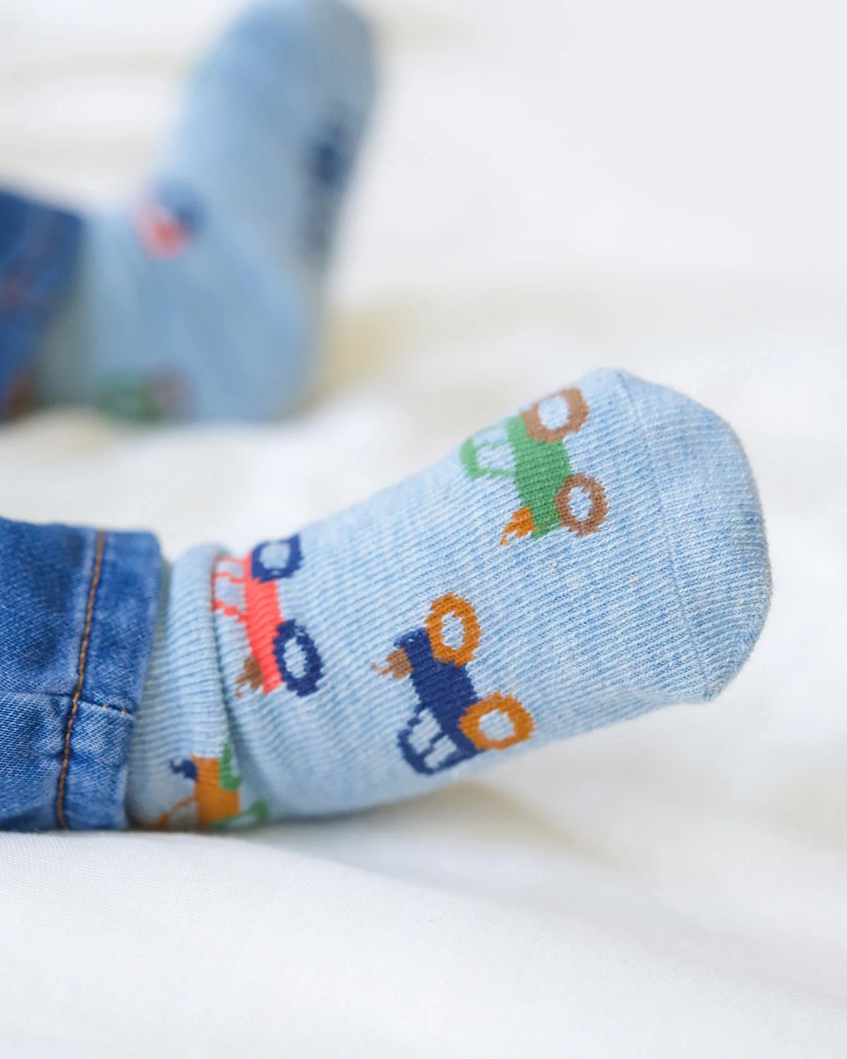 Organic Ankle Socks, Tiny Tractors