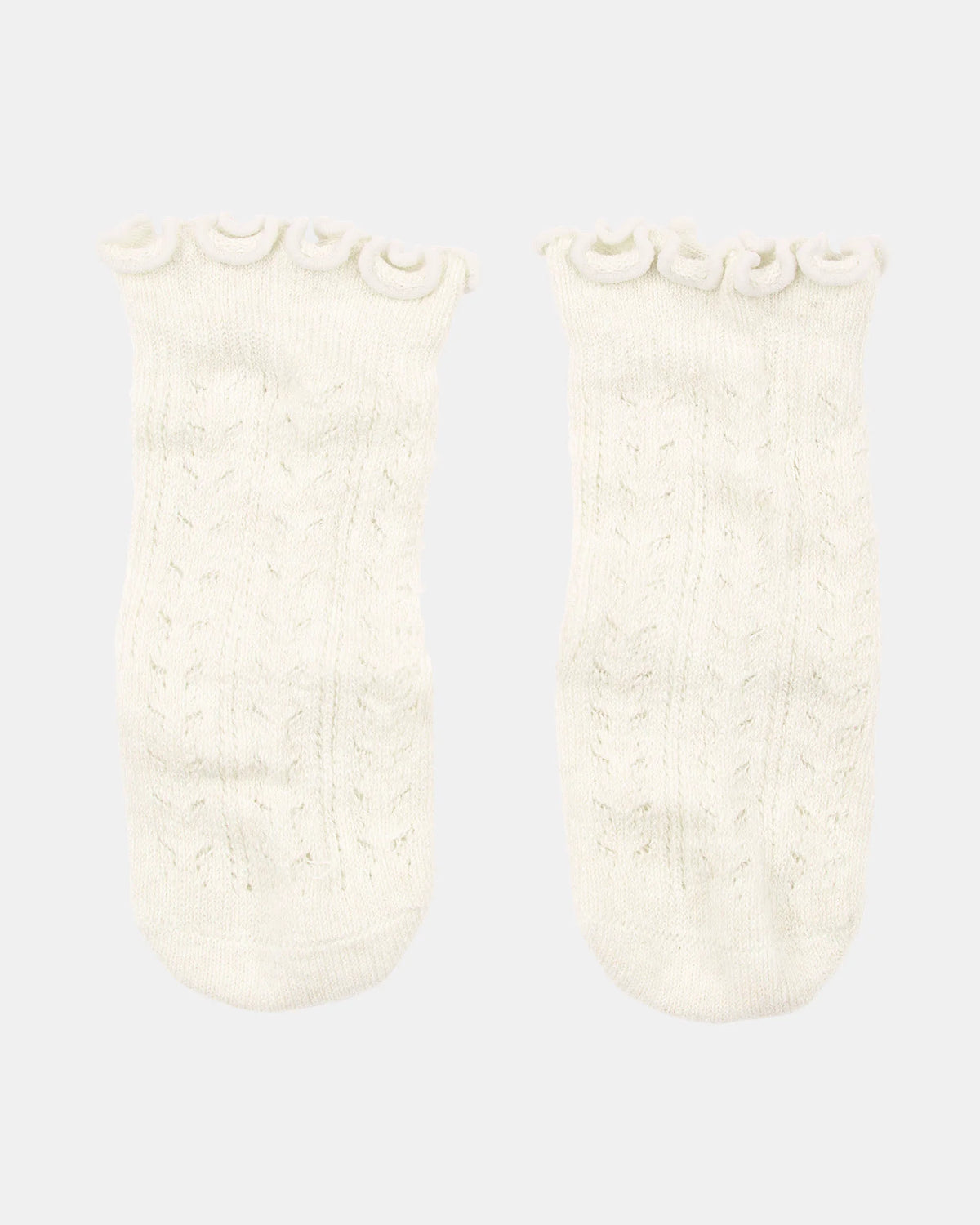 Organic Frilly Knee Socks, Cream