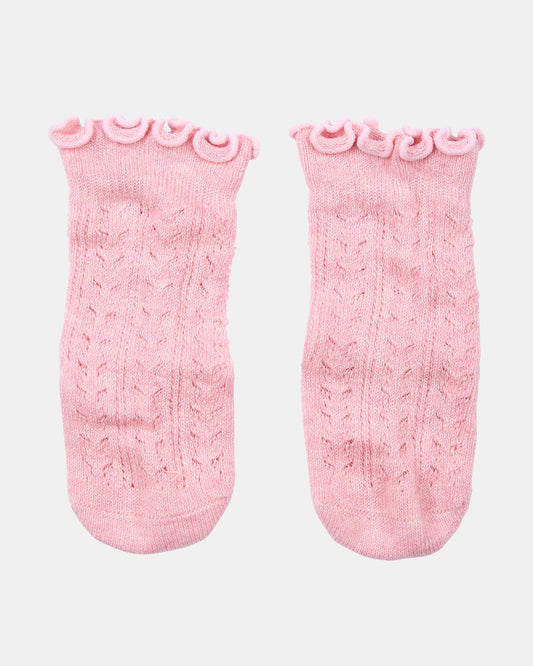 Organic Frilly Knee Socks, Rose