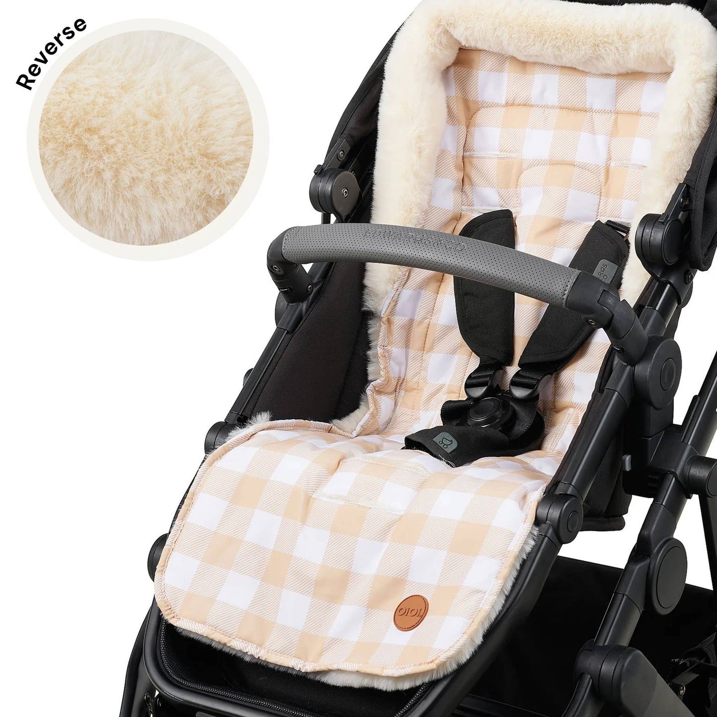 Cozy Fleece Pram Liner, Beige Gingham