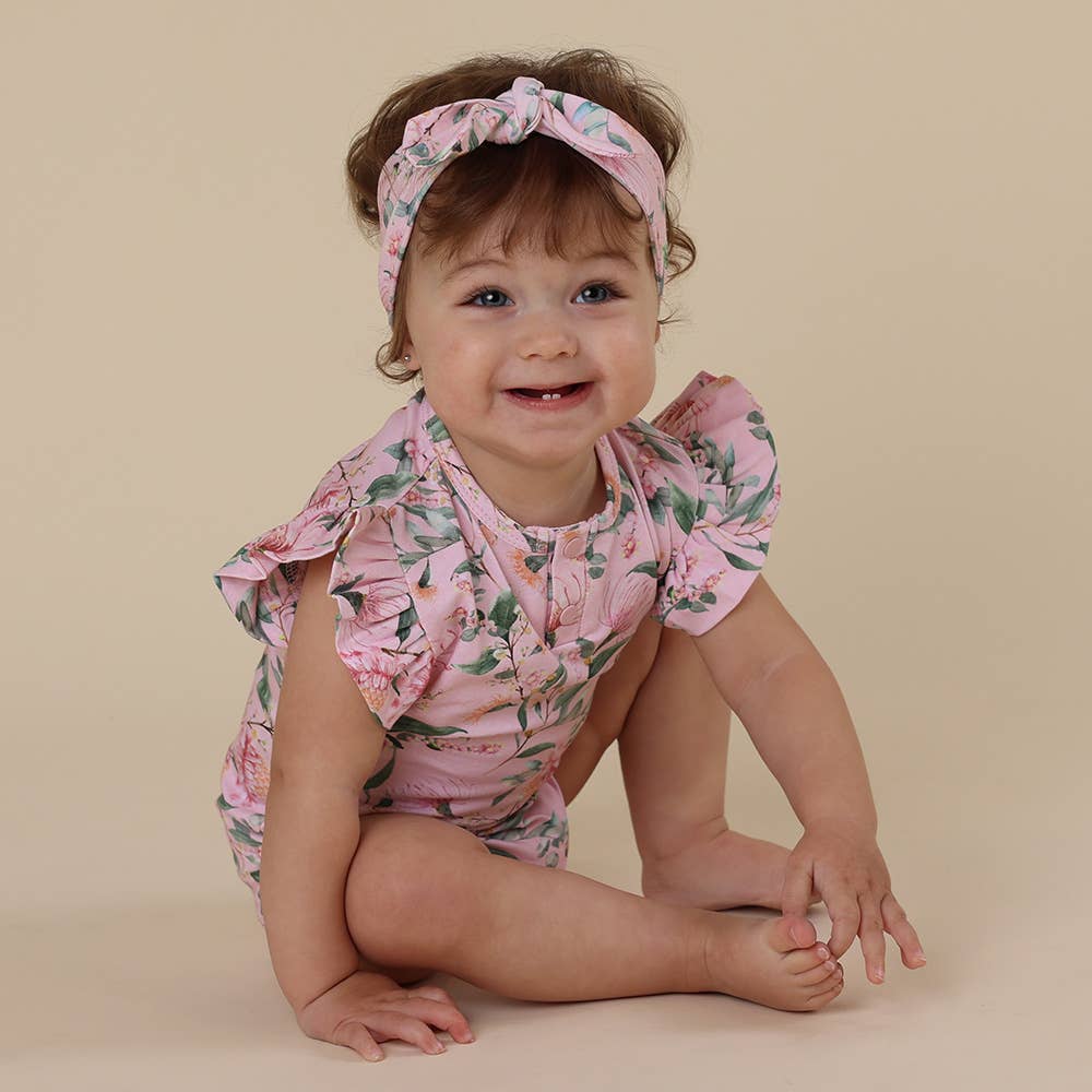 Pink Wattle Short Sleeve Organic Bodysuit