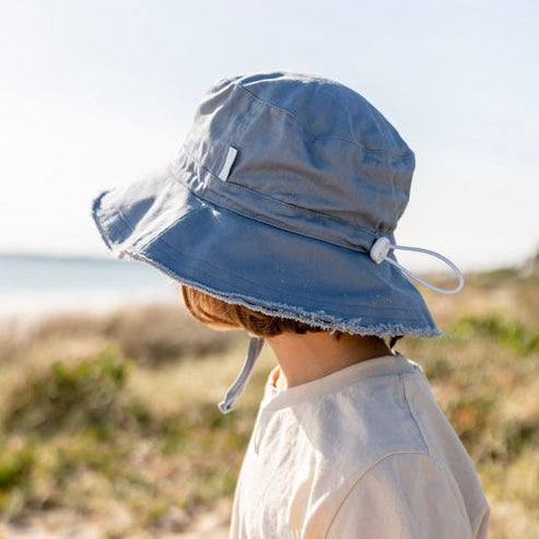 Blue Frayed Bucket Hat