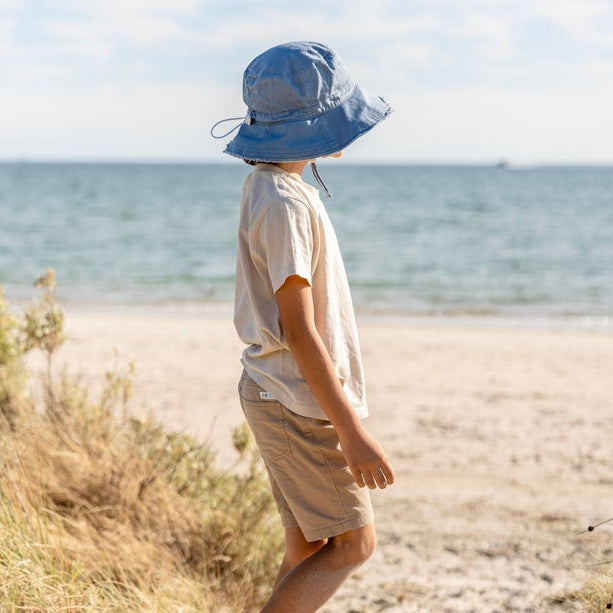 Blue Frayed Bucket Hat