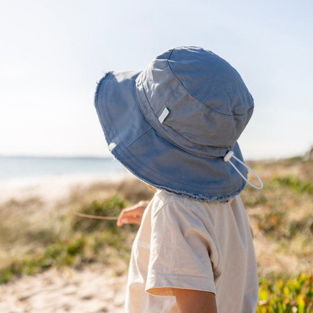 Blue Frayed Bucket Hat