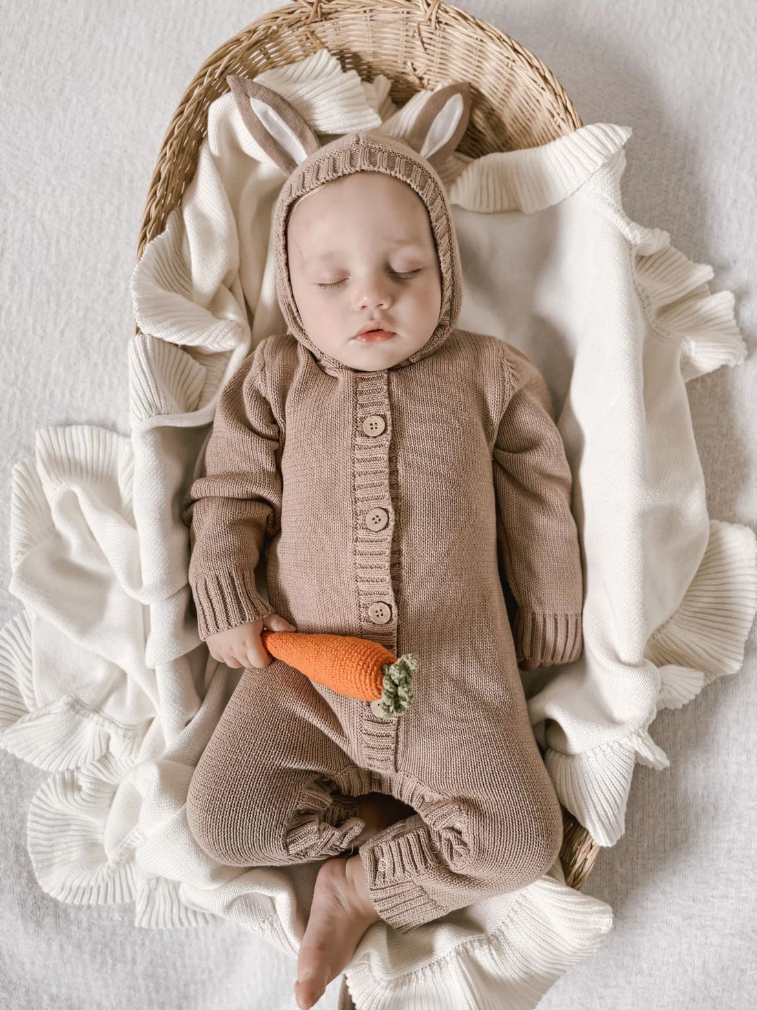 Bunny Knit Romper, Taupe