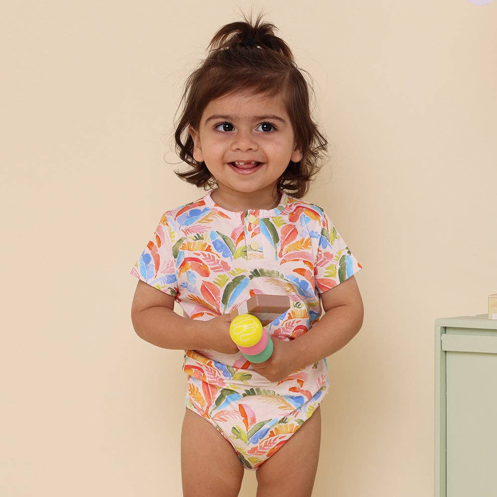 Summer Palm Short Sleeve Organic Bodysuit