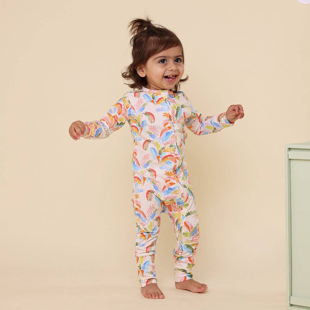 Summer Palm Organic Snugglesuit Convertible Romper