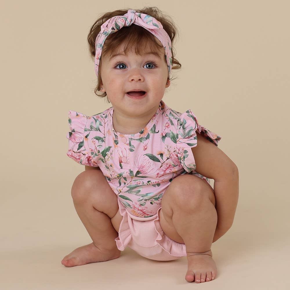 Pink Wattle Short Sleeve Organic Bodysuit
