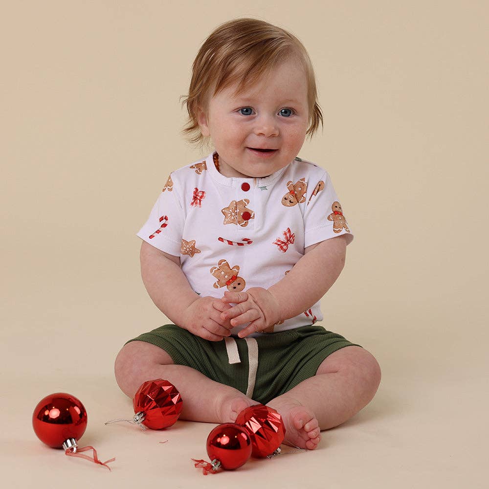 Gingerbread Short Sleeve Organic Bodysuit