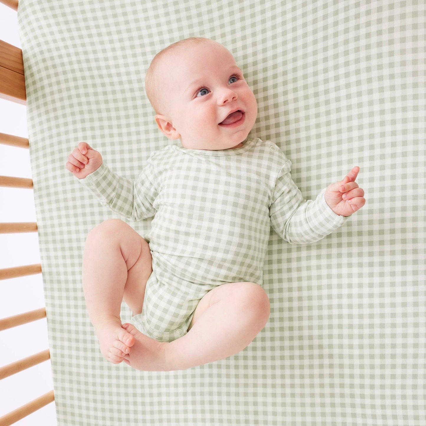 Comfy Bodysuit Long Sleeve - Sage Gingham