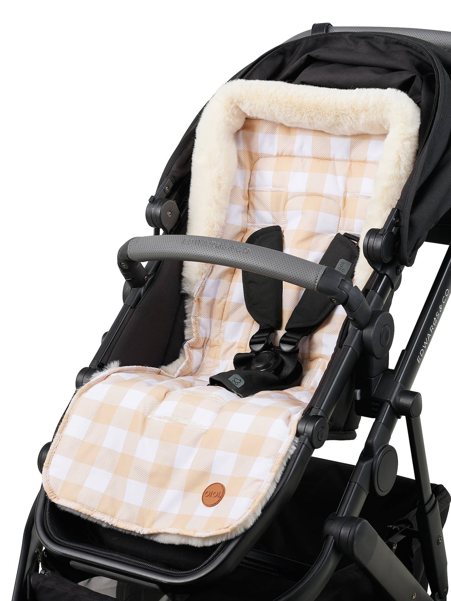Cozy Fleece Pram Liner, Beige Gingham