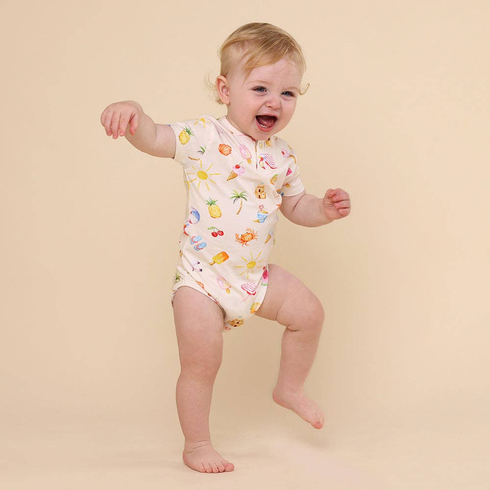 Beach Fun Short Sleeve Organic Bodysuit