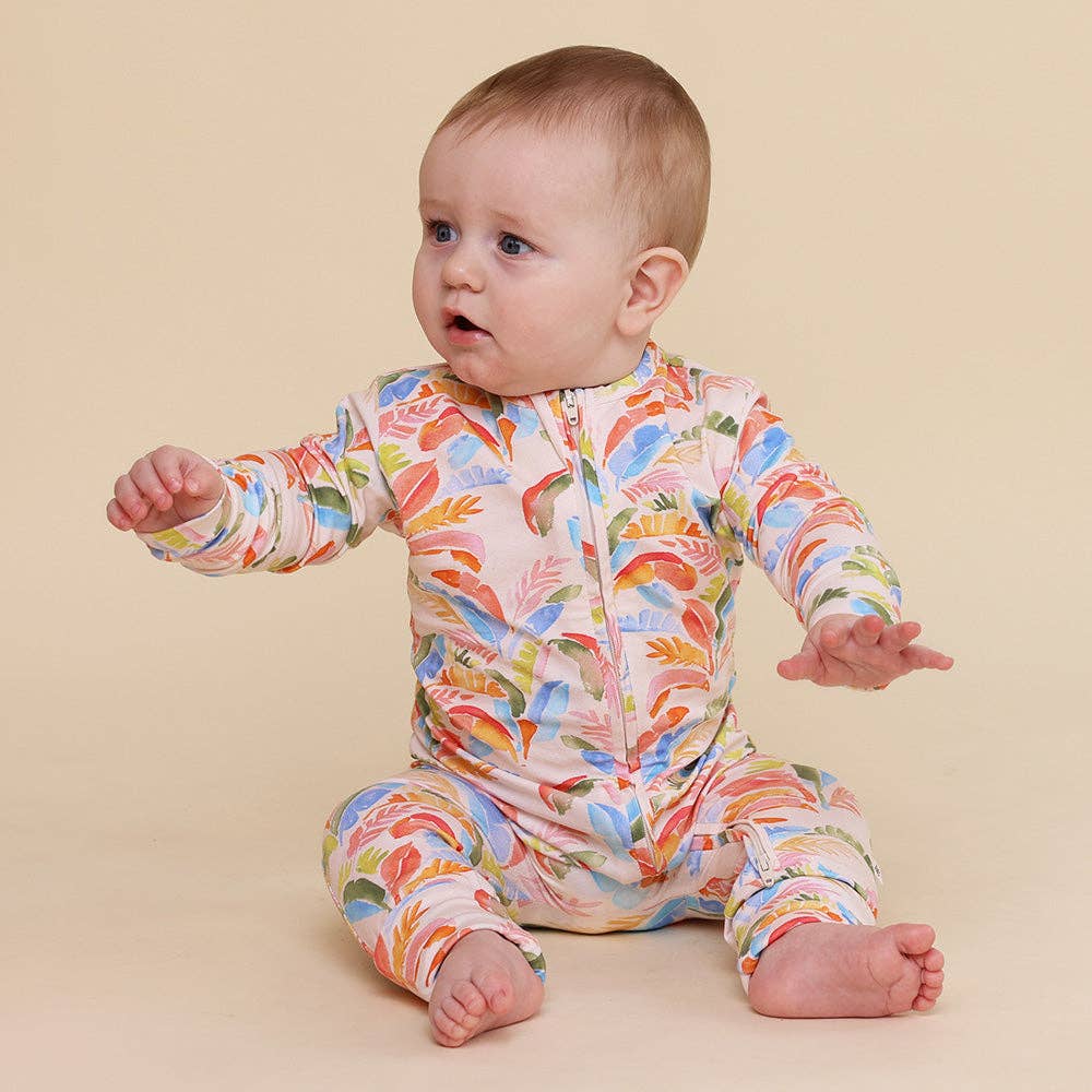 Summer Palm Organic Snugglesuit Convertible Romper