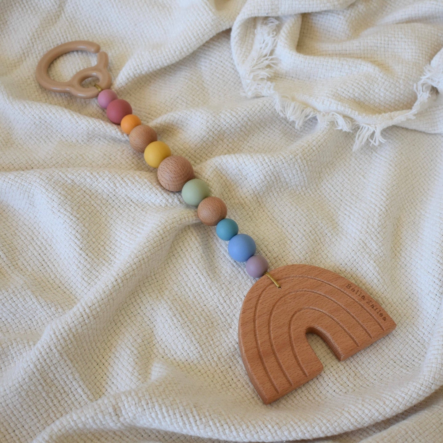 Wooden Rainbow Pram Toy